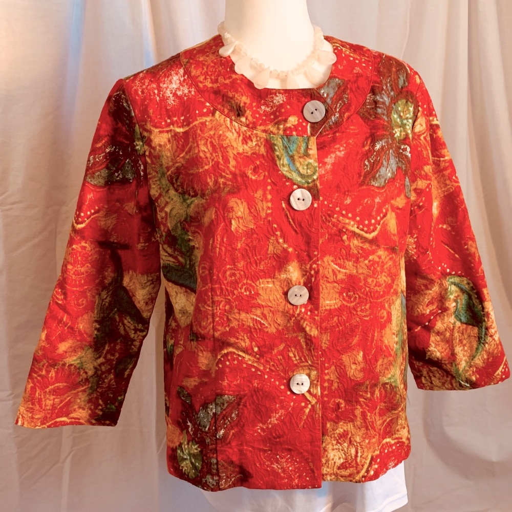 Chico’s red & multi color jacket